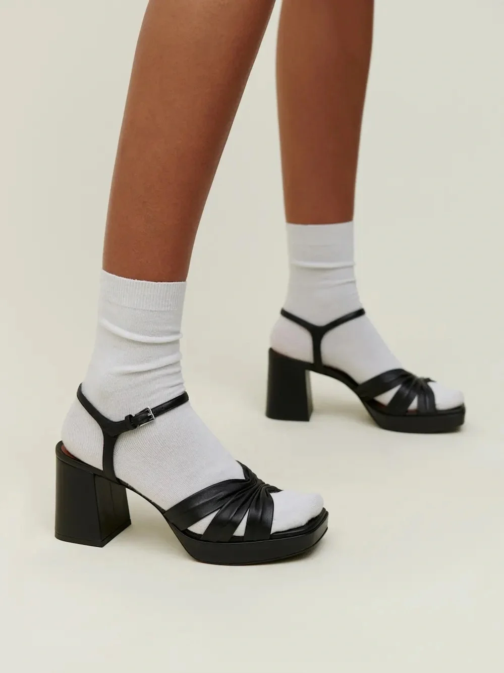 Reformation Maize Leather Block Heel Sandals